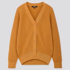 Uniqlo cotton cashmere ribbed relaxed cardigan